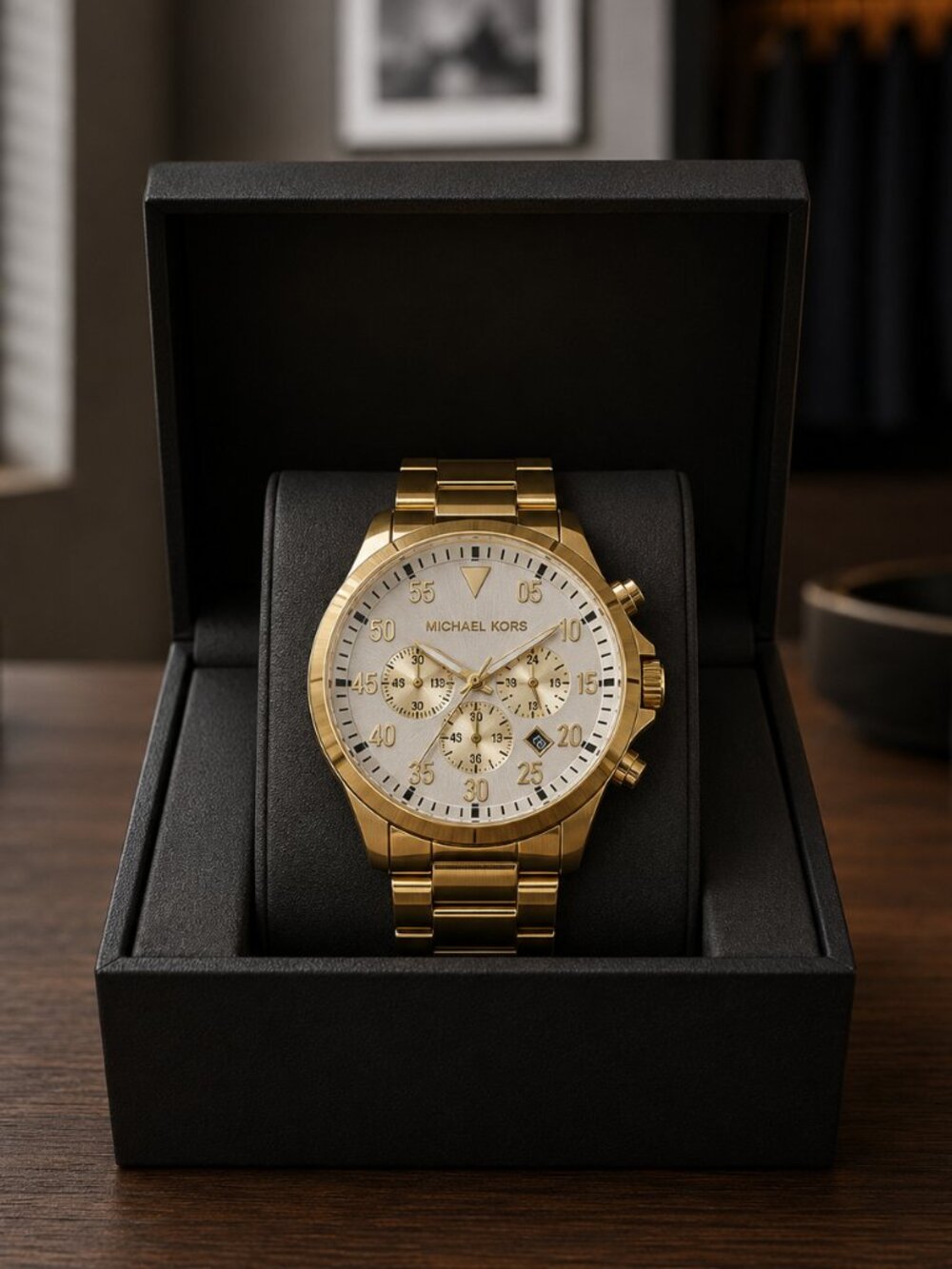 Michael Kors Men’s Gold Chronograph Watch 45mm Stainless Steel NWT